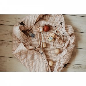 Sac à jouets / tapis d'éveil 2 en 1 en coton bio soft brown stripes Play & go