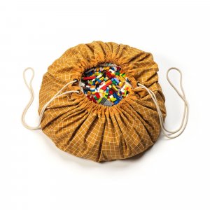 Grand sac à jouet / tapis d'éveil 2 en 1 organic gridmustard Play & go