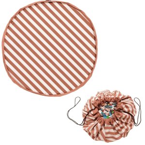 Grand sac à jouet / tapis de jeu 2 en 1 - rayures marron Play & go