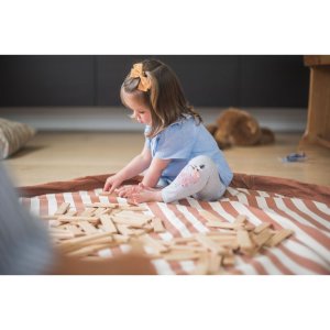 Grand sac à jouet / tapis de jeu 2 en 1 - rayures marron Play & go