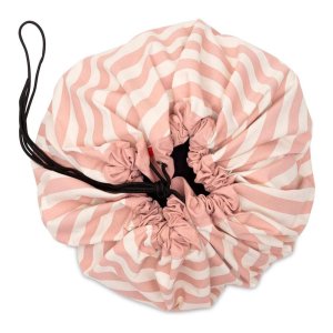 Grand sac à jouet / tapis de jeu 2 en 1 - rayures nouveau rose Play & go