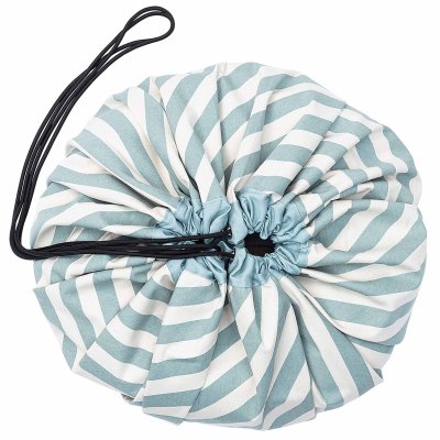 Grand sac à jouets / tapis de jeu 2 en 1 stripes green