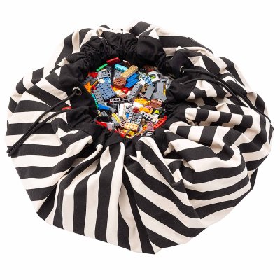 PLAY & GO Grand sac à jouets / tapis de jeu 2 en 1 stripes black
