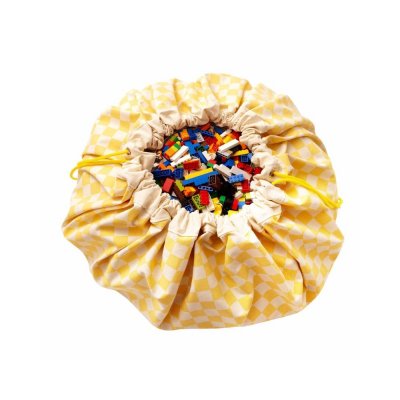Grand sac à jouets / tapis de jeu 2 en 1 vichy yellow