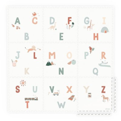 Tapis de jeu réversible 2 en 1 eevaa alphabet terrazzo