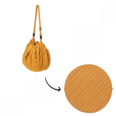 PLAY & GO Sac à jouets / tapis d'éveil 2 en 1 en coton bio mustard chai tea