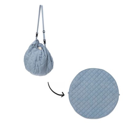 PLAY & GO Sac à jouets / tapis d'éveil 2 en 1 en coton bio dusty blue