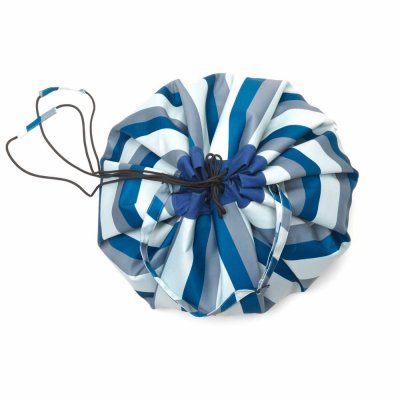 Grand sac à jouets d'extérieur / tapis de jeu 2 en 1 stripes blue