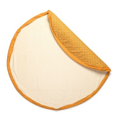 Grand sac à jouet / tapis d'éveil 2 en 1 organic gridmustard