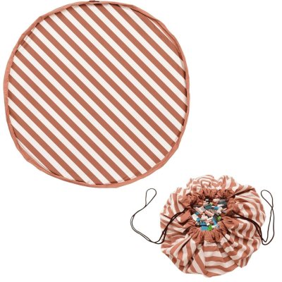 Grand sac à jouet / tapis de jeu 2 en 1 - rayures marron