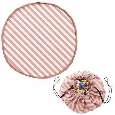 Grand sac à jouet / tapis de jeu 2 en 1 - rayures nouveau rose