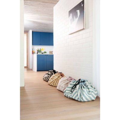 Grand sac à jouets / tapis de jeu 2 en 1 stripes green
