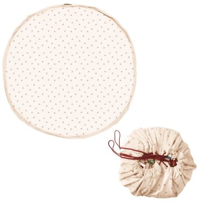 Grand sac à jouet / tapis de jeu 2 en 1 - ecru. light red. light green