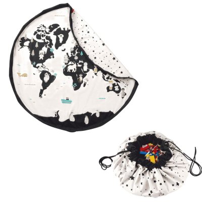 Grand sac à jouet / tapis de jeu 2 en 1 - carte du monde