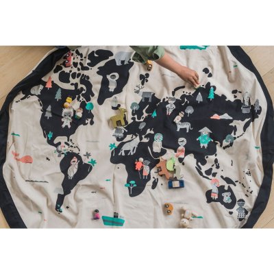 Grand sac à jouet / tapis de jeu 2 en 1 - carte du monde