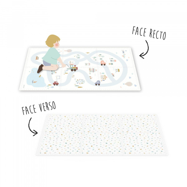 Les imparfaits - tapis de jeu réversible 2 en 1 eevaa village terrazzo Play & go