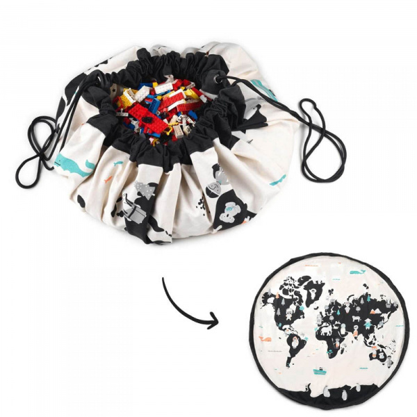 Grand sac à jouets / tapis de jeu 2 en 1 carte du monde Play & go