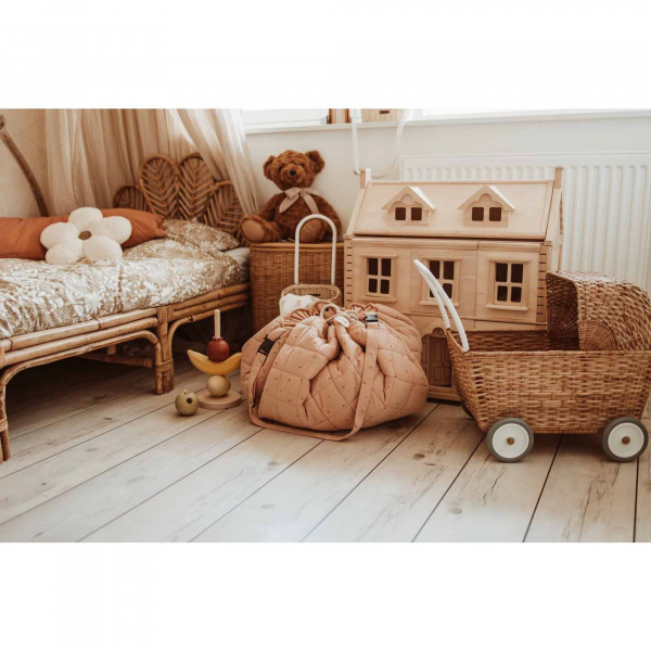 Sac à jouets / tapis d'éveil 2 en 1 en coton bio fleuri Play & go