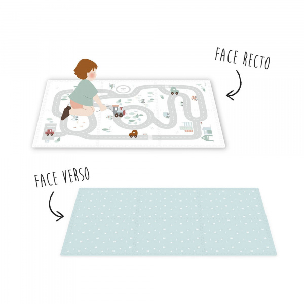 Tapis de jeu réversible 2 en 1 eevaa village terrazzo Play & go