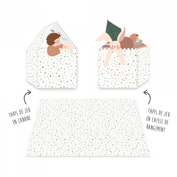 Tapis de jeu réversible 2 en 1 eevaa alphabet terrazzo Play & go
