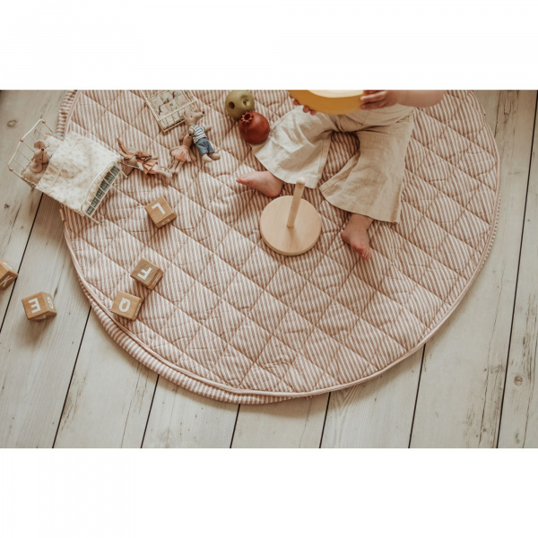 Sac à jouets / tapis d'éveil 2 en 1 en coton bio soft brown stripes Play & go