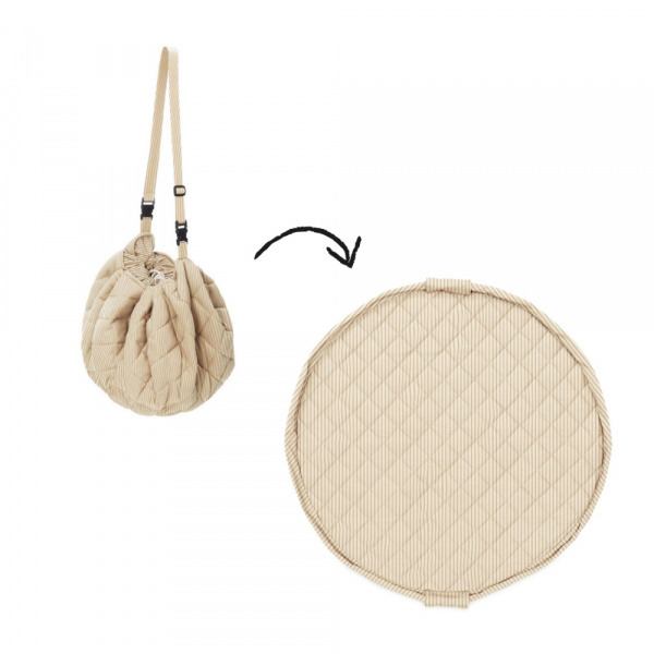 Sac à jouets / tapis d'éveil 2 en 1 en coton bio soft brown stripes Play & go