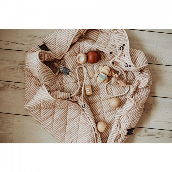 Sac à jouets / tapis d'éveil 2 en 1 en coton bio soft brown stripes Play & go