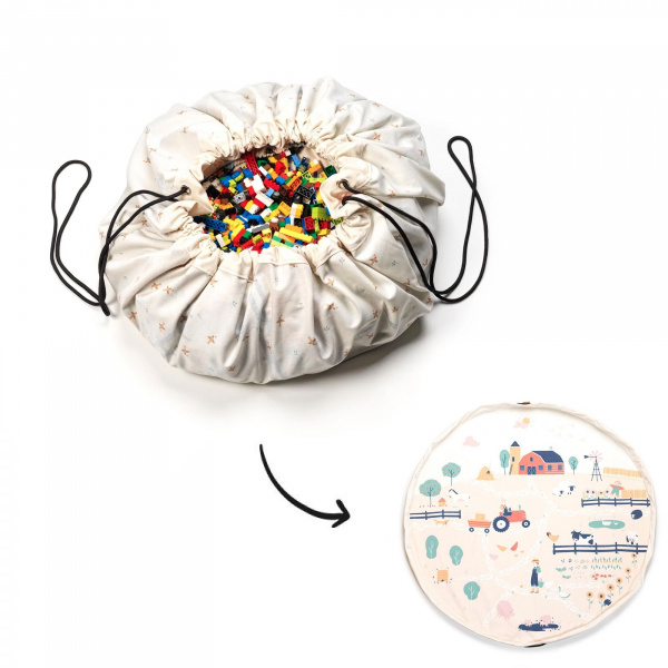 Grand sac à jouets / tapis de jeu 2 en 1 ferme Play & go
