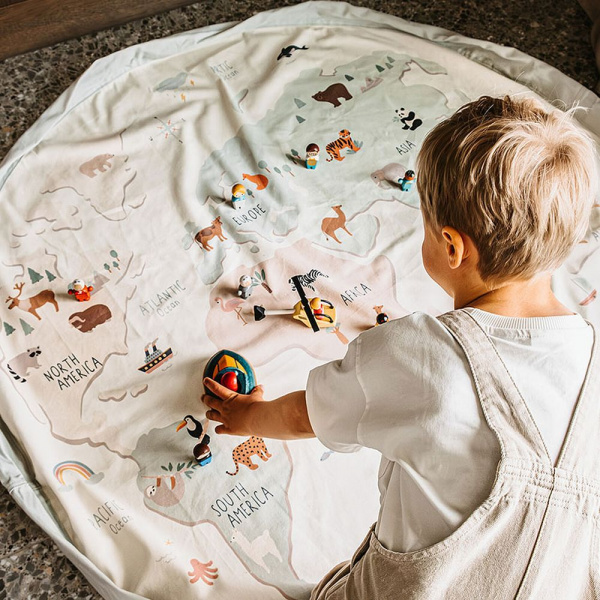 Grand sac à jouet / tapis de jeu 2 en 1 - worldmap colors Play & go