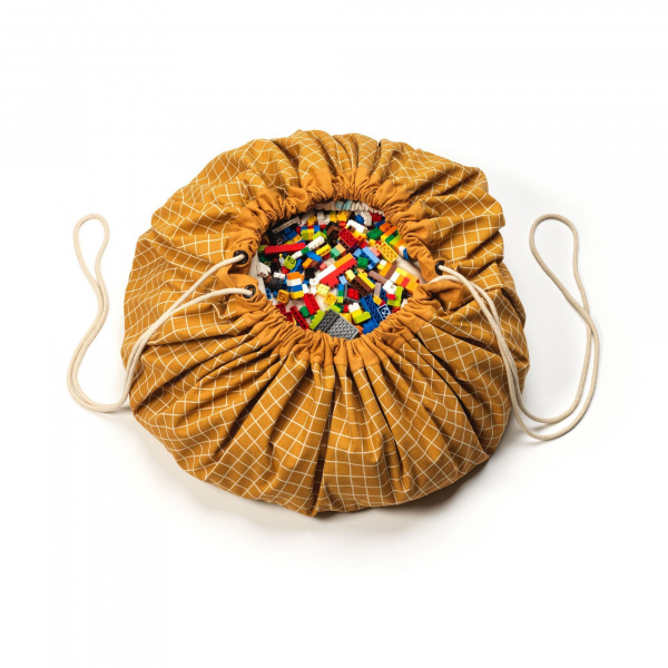 Grand sac à jouet / tapis d'éveil 2 en 1 organic gridmustard Play & go