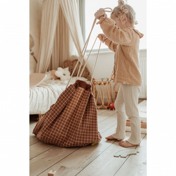 Grand sac à jouet / tapis d'éveil 2 en 1 organic gridbrown Play & go