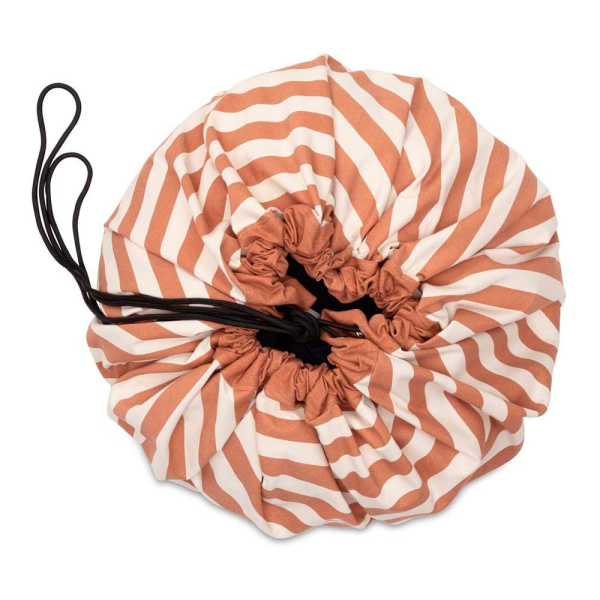 Grand sac à jouet / tapis de jeu 2 en 1 - rayures marron Play & go