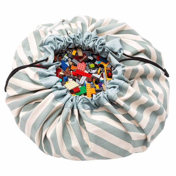 Grand sac à jouets / tapis de jeu 2 en 1 stripes green Play & go