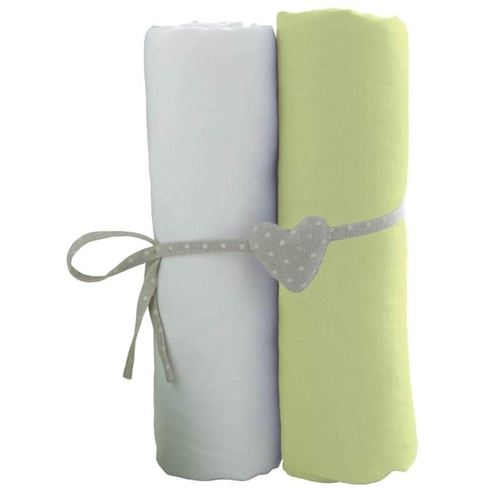 Lot de 3 Draps housse 40x80 Coton Anis Blanc Turquois