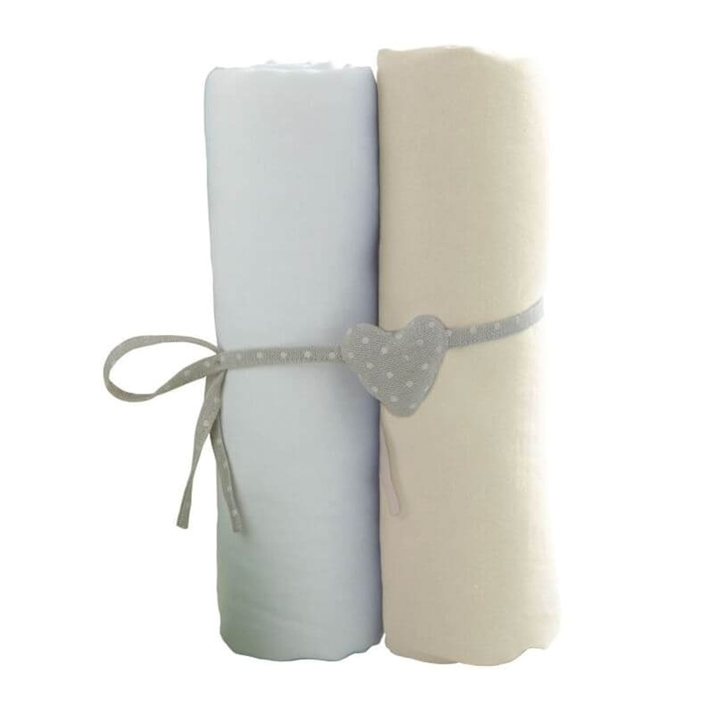 Lot de 3 draps housse jersey 100% coton - 60x120 cm - anis-blanc-turquoise  EASY DORT Pas Cher 