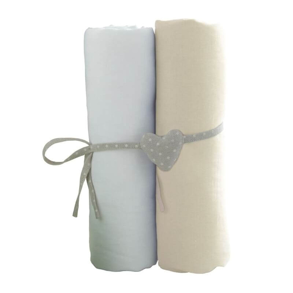 Lot De 2 Draps Housse 70x140 Cm - Nuage + Gris - Drap housse BUT