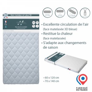 Les imparfaits - matelas air plus 3d déhoussable 60 x120 cm Little band