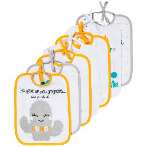 Lot de 7 bavoirs naisance journalier Babycalin