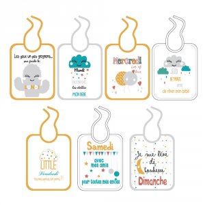 Lot de 7 bavoirs naisance journalier Babycalin