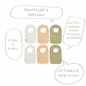 Lot de 6 bavoirs naissance les colorés - 17x29cm Babycalin