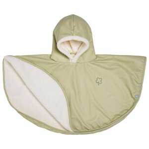 Poncho malin tilleul trêfle - 9/36 mois a pressions - tissu derperlant Babycalin