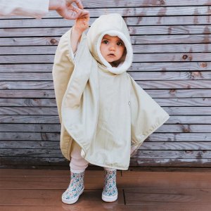 Poncho malin tilleul trêfle - 9/36 mois a pressions - tissu derperlant Babycalin