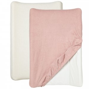 Lot de 2 housses matelas à langer 50 x 70 cm blanc - rose Babycalin