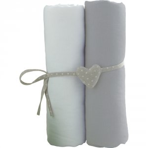 Lot de 2 draps housse 50x83cm blanc et gris Babycalin
