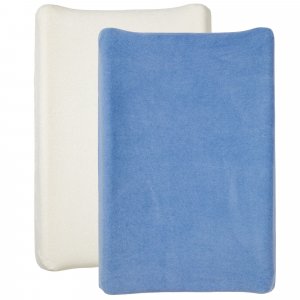 Lot de 2 housses matelas à langer 50 x 70 cm blanc - bleu Babycalin