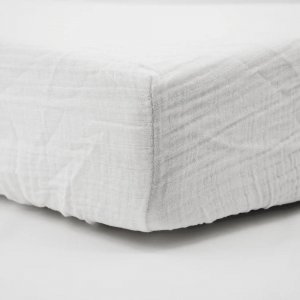 Lot de 2 draps housse double gaze 70 x 140 cm - ecru / vert mousse Little band