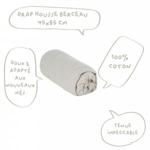 Drap housse gris - 45x85x7cm Babycalin