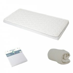 Pack matelas bébé climatisé + alèse blanc + drap housse blanc - 60 x 120 cm Babycalin