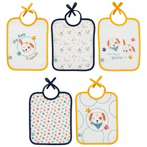Lot de 5 bavoirs naissance toutou Babycalin