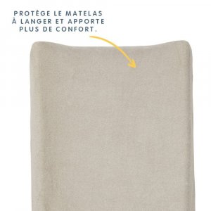 Housse matelas à langer 50 x 70 cm taupe en gaze de coton Little band